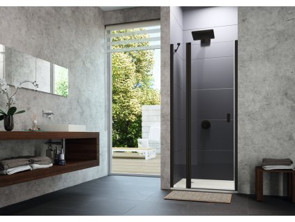 Design pure Swing door with fixed segment in recess Black Edition