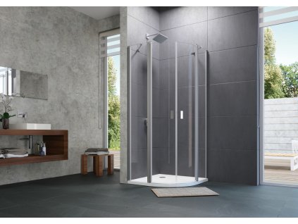 Design pure Quadrant Swing door with fixed segments, 2 panel