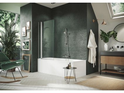 Design pure bath top shower screen swing door with fixed segment(1)