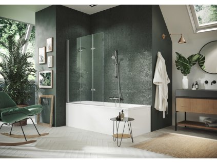 Design pure 3 panel swing folding door bath top shower screen(1)
