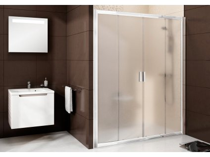 Ravak Sprchové dveře posuvné čtyřdílné 140 cm satin,     BLDP4-140  TRANSPARENT   0YVM0U00Z1 (Profil Satin, Sklo Grape)