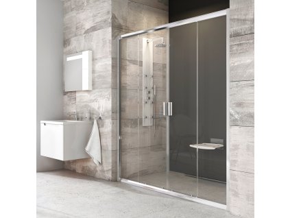 Ravak Sprchové dveře posuvné čtyřdílné 150 cm satin,     BLDP4-150  TRANSPARENT   0YVP0U00Z1 (Profil Satin, Sklo Grape)