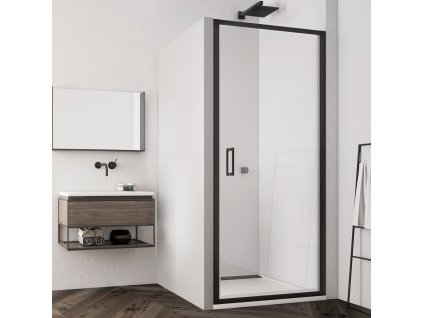 Sanswiss TOP-LINE TLSP jednokřídlé sprchové dveře, černý rám, sklo čiré 70 - 100 cm