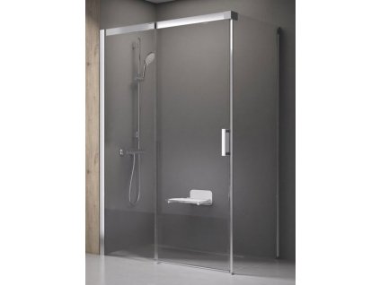 Ravak Sprchové dveře s pevnou stěnou bílé,     MSDPS 120/90 P   TRANSPARENT   0WPG7100Z1 (Barva profilu sprchového koutu Satin, Varianta dveří Pravá)