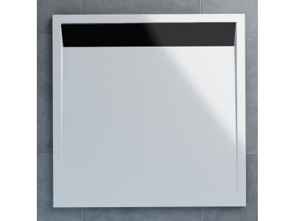 SanSwiss Sprchová vanička čtvercová 80×80 cm bílá, kryt černý