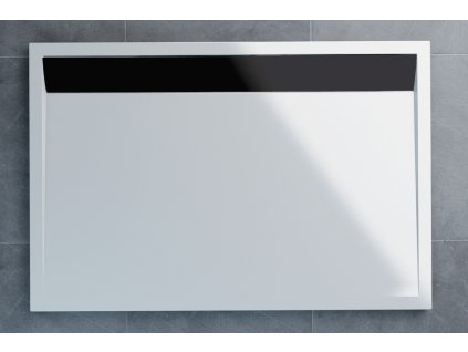 SanSwiss Sprchová vanička obdélníková 80×90 cm bílá, kryt černý matný