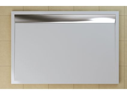 SanSwiss Sprchová vanička obdélníková 90×100 cm bílá, kryt aluchrom