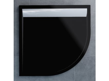 SanSwiss Ila Sprchová vanička čtvrtkruhová 90 cm černá (Barva krytu  sifonu Aluchrom)