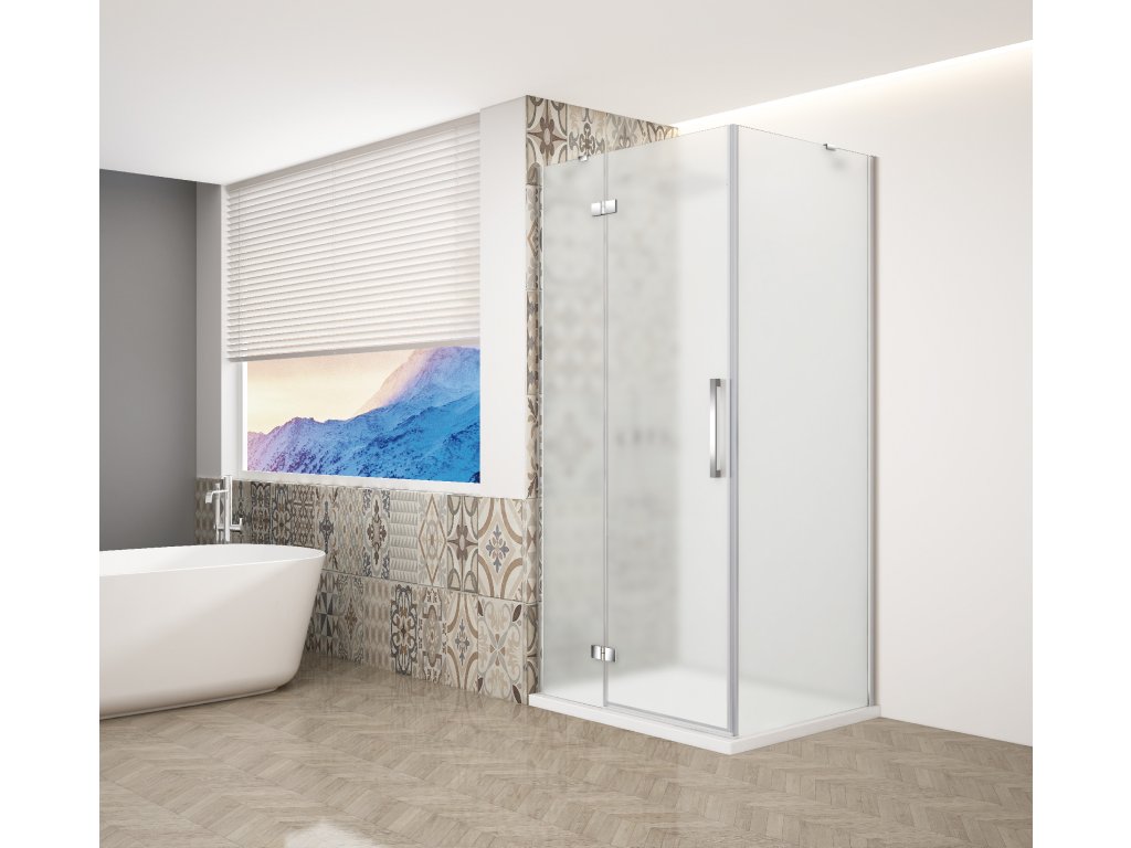 2432 trinity chrom ctvercovy kout 900x900mm levy matne sklo gt5690 90ml ch