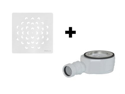 SET - Čtvercová krytka sifonu bílá KSM104W + sifon SN90
