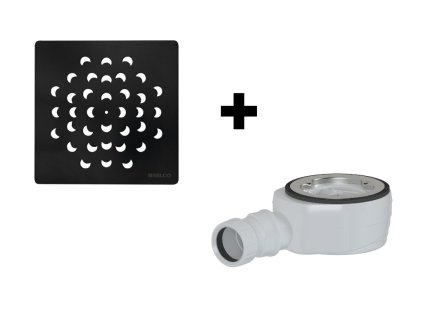 SET - Čtvercová krytka sifonu černá KSM104B + sifon SN90