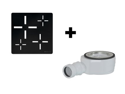 SET - Čtvercová krytka sifonu černá KSM107B + sifon SN90