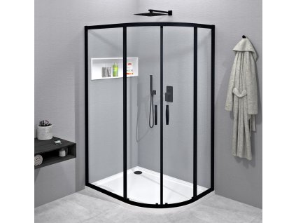 SIGMA SIMPLY BLACK Čtvrtkruhový sprchový kout 1200x900 mm, čiré sklo, GS1290B