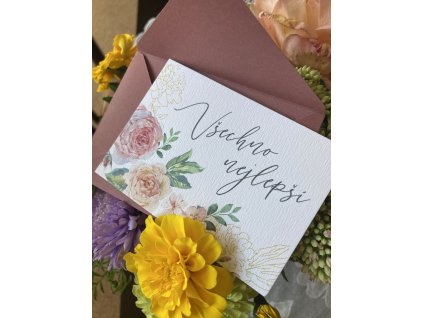 Blahopřání do kytice Spring paeonia