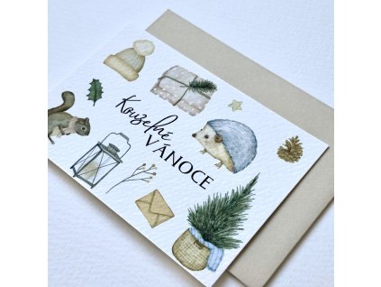 Blahopřání do kytice vánoční Ježek