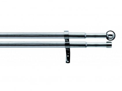 Dvojitá záclonová souprava roztažitelná KOULE 16/19mm, 200-350cm, ušl.ocel, bez kroužků