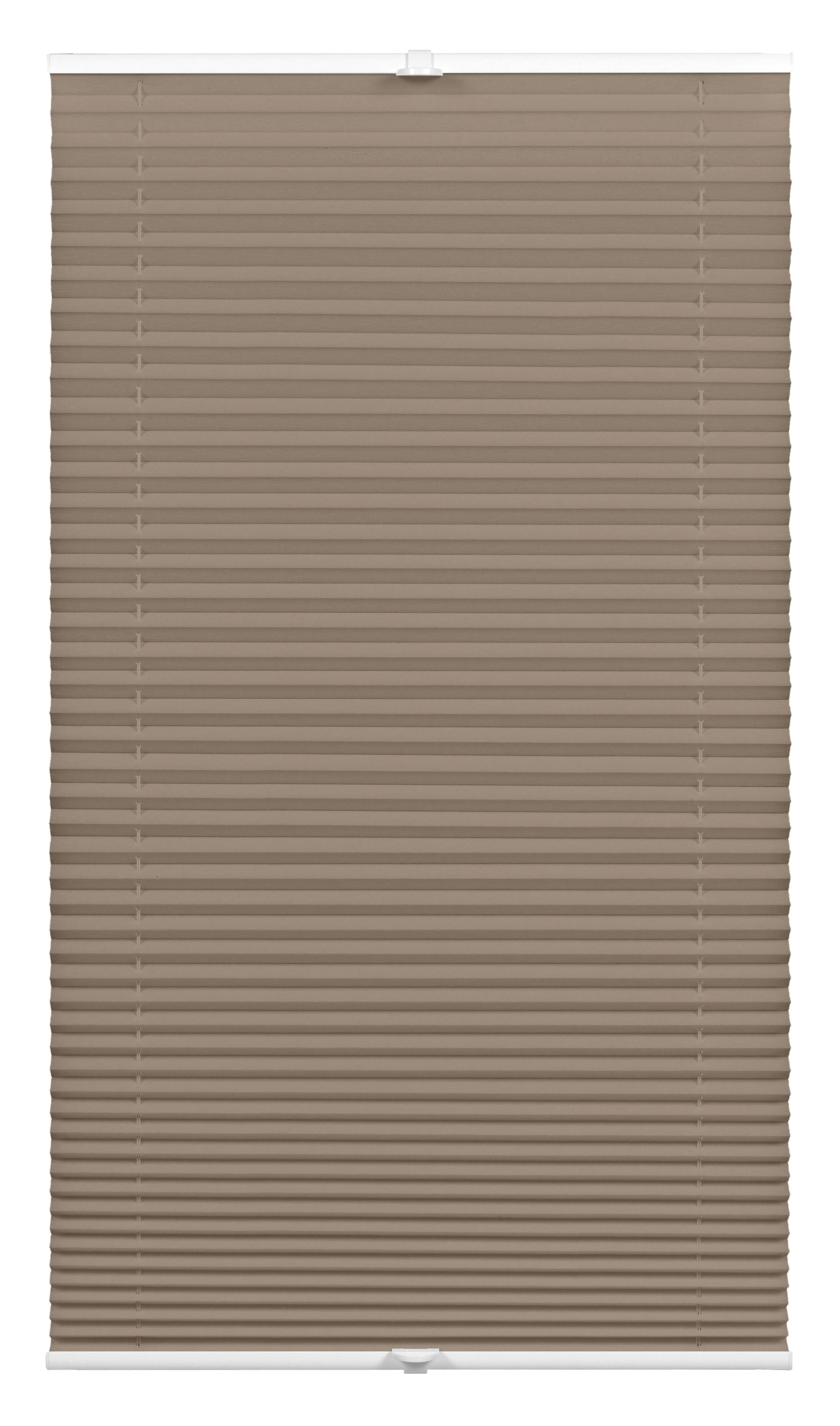 Plisé Concept se dvěma ovládacími profily, 50x130cm, taupe (100% polyester, průhledná, 20mm plisování. Individuálně nastavitená výška díky dvěma ovládacím hliníkovým profilům, včetně 2 úchytů a 4 nosníků pro jednoduchou montáž do zasklívací lišty. Plisé j