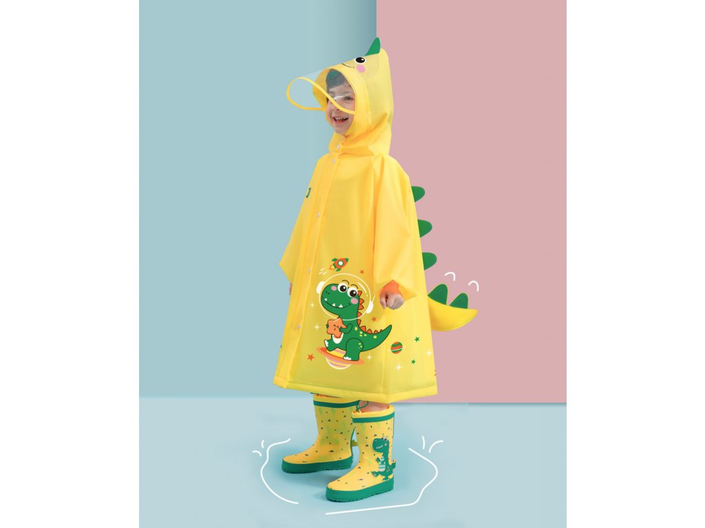 Dětská_pláštěnka_TopQ_Žlutá_Dinosaurus_vel_XL_1