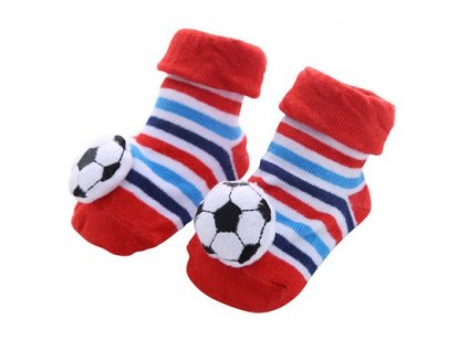 ponozky pro miminko topq s fotbalovym micem cervene
