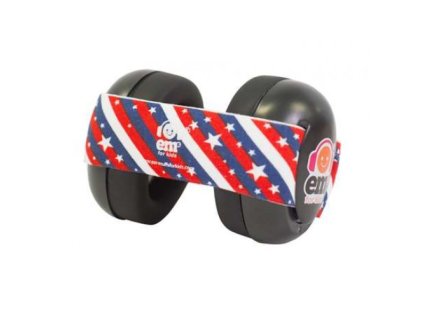 Em's 4 Bubs - chrániče sluchu pro batolata černá - US flag Ems černo - us vlajka