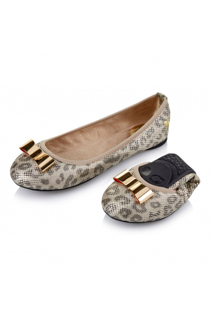 BUTTERFLY BALERÍNKY CHLOE SILVER LEOPARD SNAKE