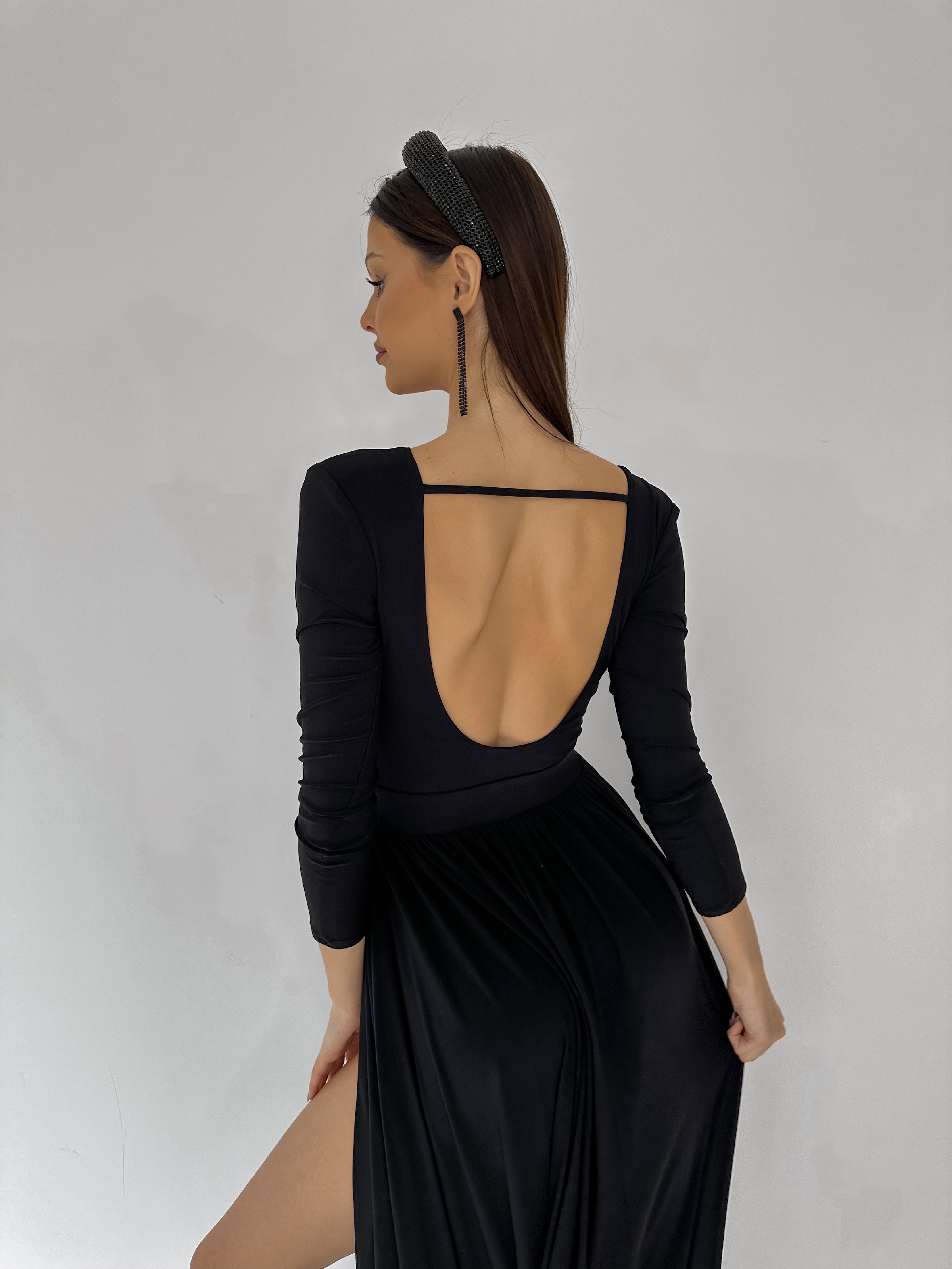 Šaty EMILY dlouhé černé VELIKOST: UNI(XS-M)