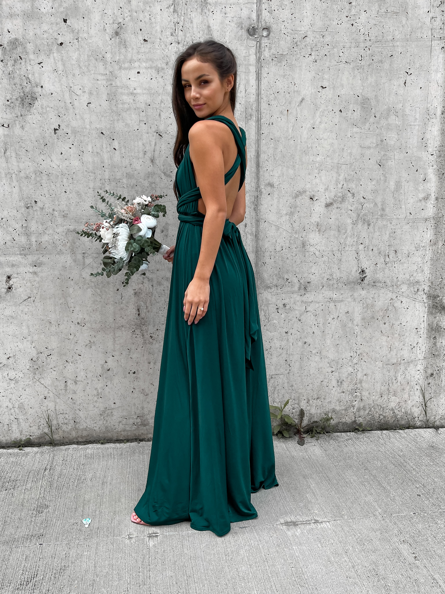 Vázací šaty VIVIEN CLASSIC smaragdové VELIKOST: UNI (XS-L)