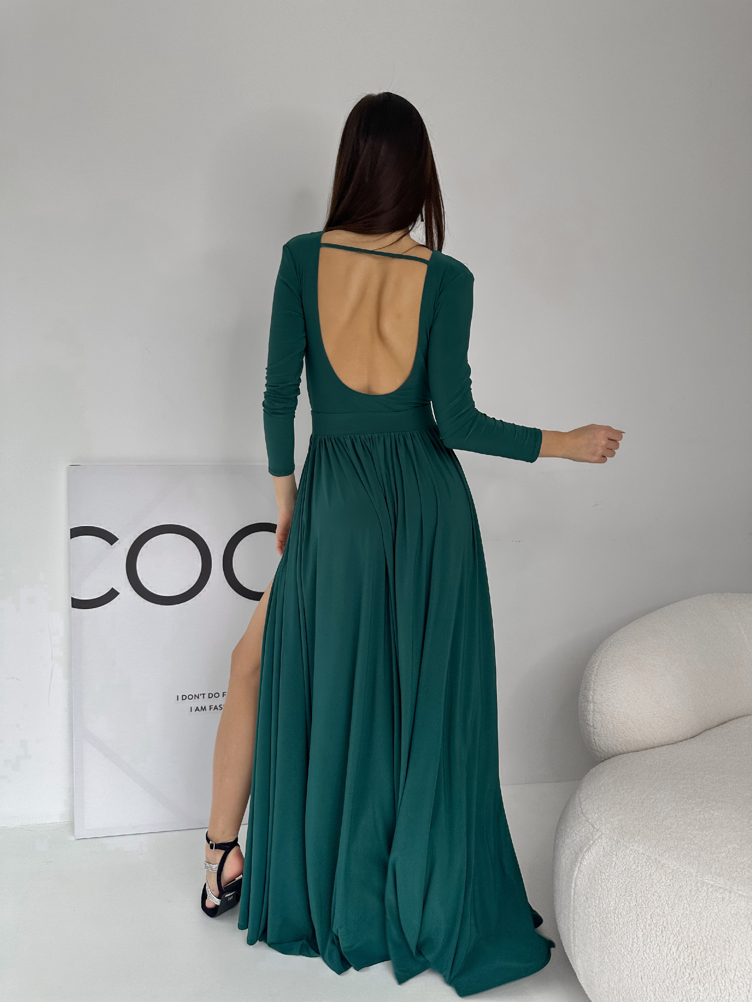 Šaty EMILY dlouhé smaragd VELIKOST: UNI(XS-M)