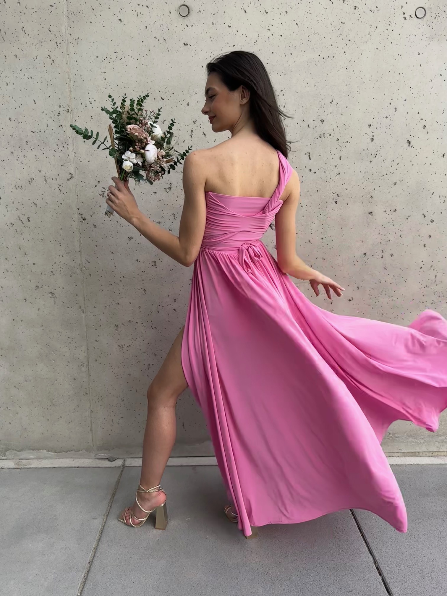 Multiway šaty Tiffany růžové shine - LIMITED EDITION VELIKOST: M/L