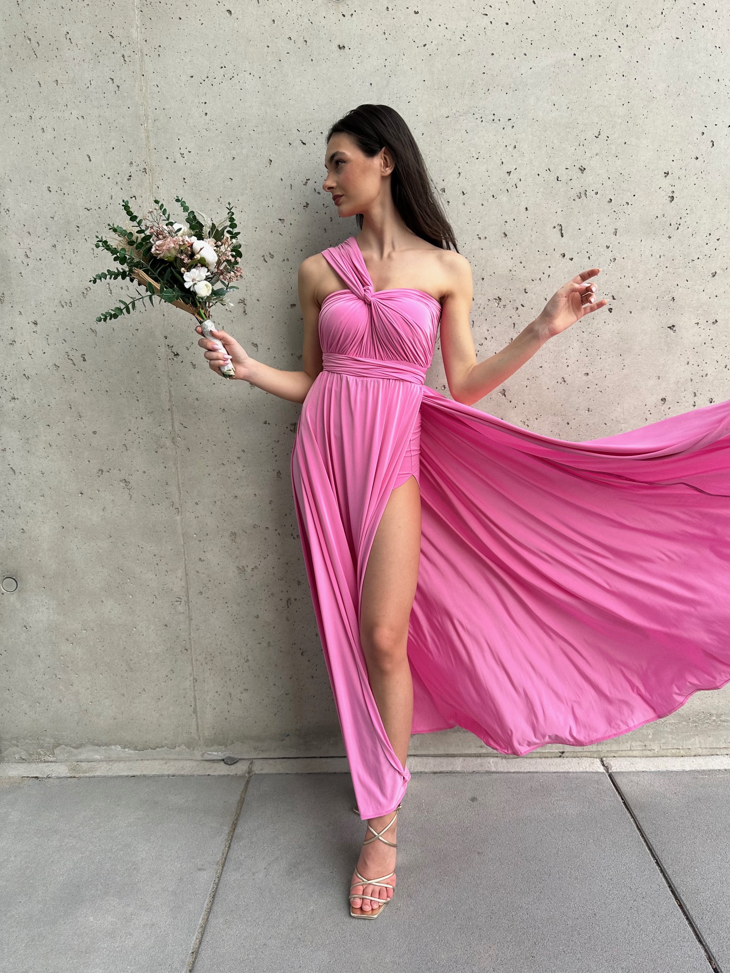 Multiway šaty Tiffany růžové shine - LIMITED EDITION VELIKOST: XS/S