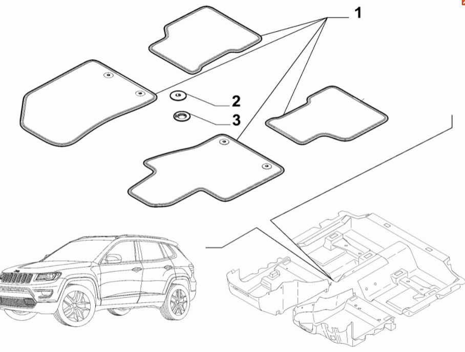 LÁTKOVÉ KOBERCE NOVÝ JEEP COMPASS 2021-