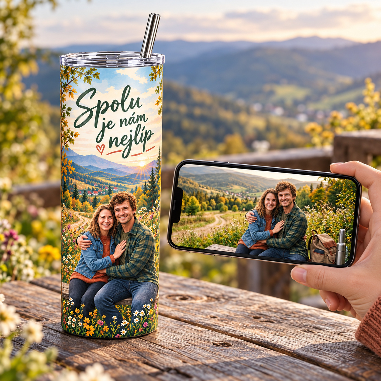 Termohrnek 590 ml – Modern Storybook, ukázka personalizace