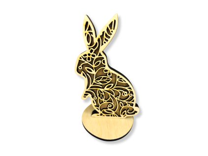 Dřevěný velikonoční zajíček s ornamenty