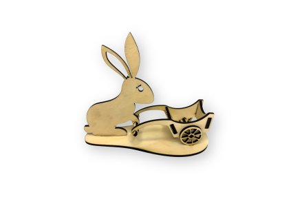 Dřevěný velikonoční zajíček s trakařem