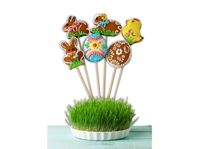 Velikonoční ploché mini perníčky na špejli