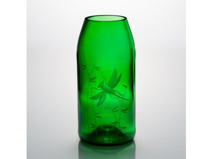 Váza-broušená-0,6l-zelená-vážka