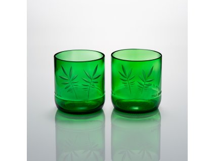 sada-dvou-ručně-broušených-sklenic-zelená-2,dcl-kapradí