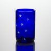 Ručně broušená sklenička modrá - hvězdy
