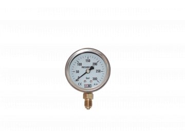 JTLine manometr průměr 63mm, stupnice 300 bar, nerez, kryt, odchylka 2%
