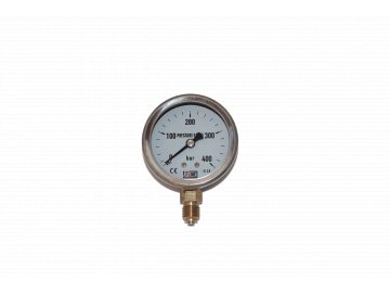 JTLine manometr průměr 63mm, stupnice 400 bar, nerez, kryt, odchylka 2%