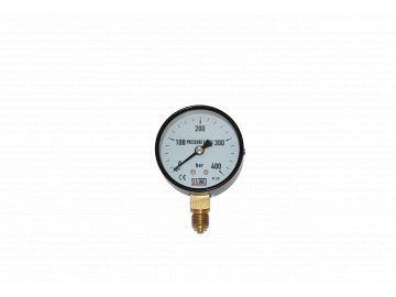 JTLine manometr průměr 63mm, stupnice 400 bar, černý plech, kryt, odchylka 1.6%