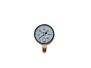 Manometr 63mm JTLine, 300 bar, O2 čistý, černý plech, kryt, odchylka 1.6%