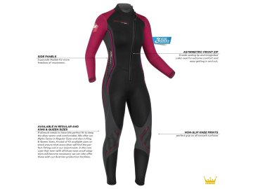 Dámský neoprenový oblek Camaro Alpha 3 Pro 3mm, černo červený 2