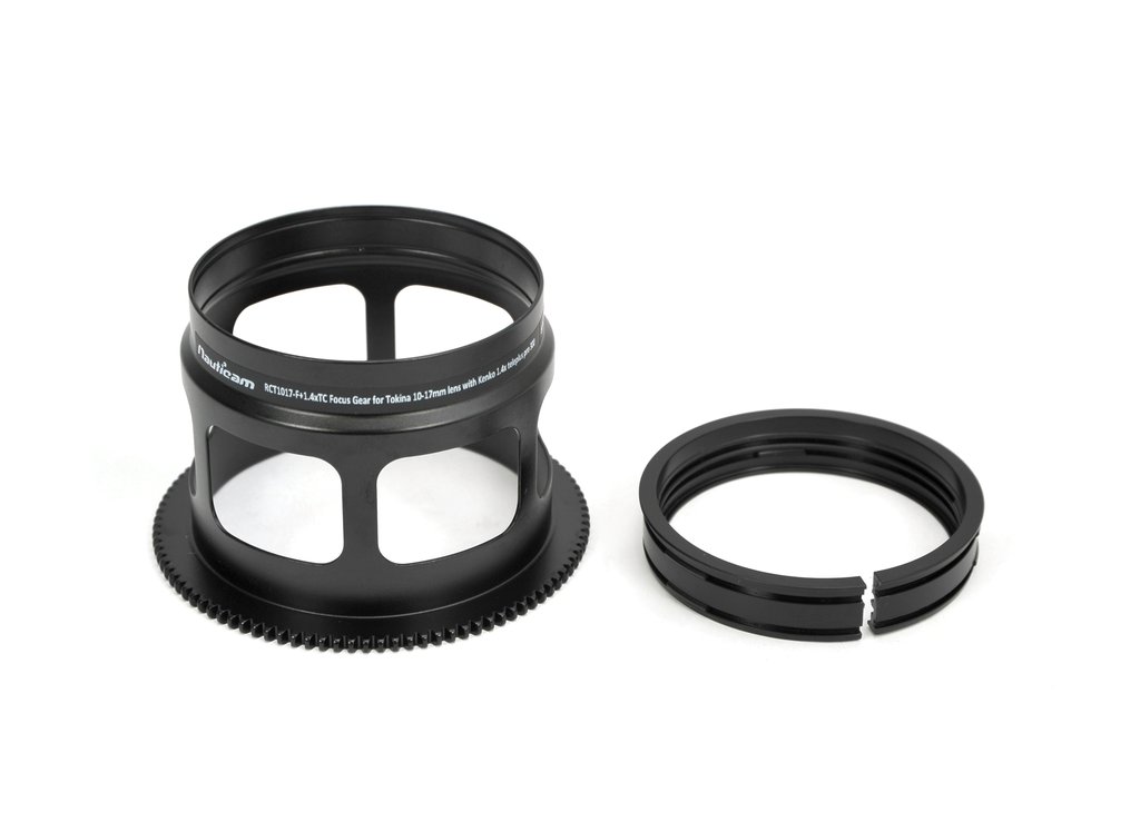 Nauticam RCT1017-F+1.4xTC Focus Gear for Tokina 10-17mm lens with Kenko 1.4x teleplus pro 300