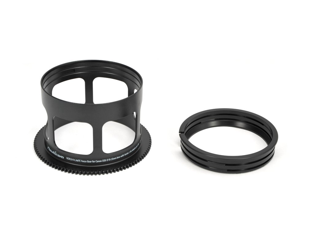 Nauticam RC815-F+1.4xTC Focus Gear for Canon EOS EF 8-15mm lens with Kenko 1.4x teleplus pro 300