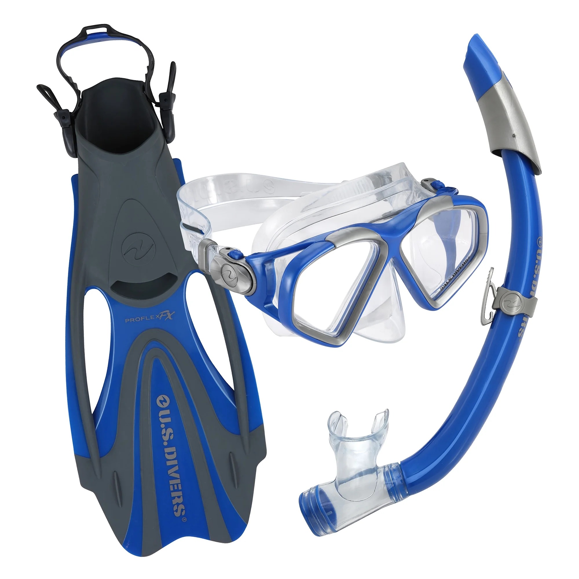 Šnorchlovací set U.S. DIVERS SIDEVIEW II, modrá/námořní modrá