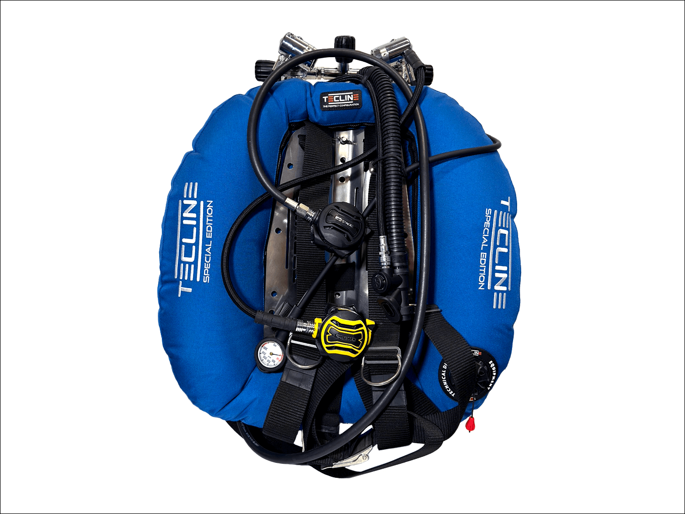 JTLine Potápěčský set modrý, křídlo, dvojče 2x12l, automatiky, manometr