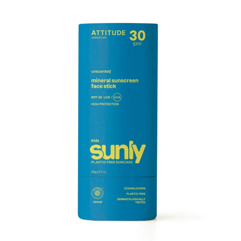 Dětská 100% minerální tyčinka na obličej a rty ATTITUDE Sunly (SPF 30) bez vůně 20 g