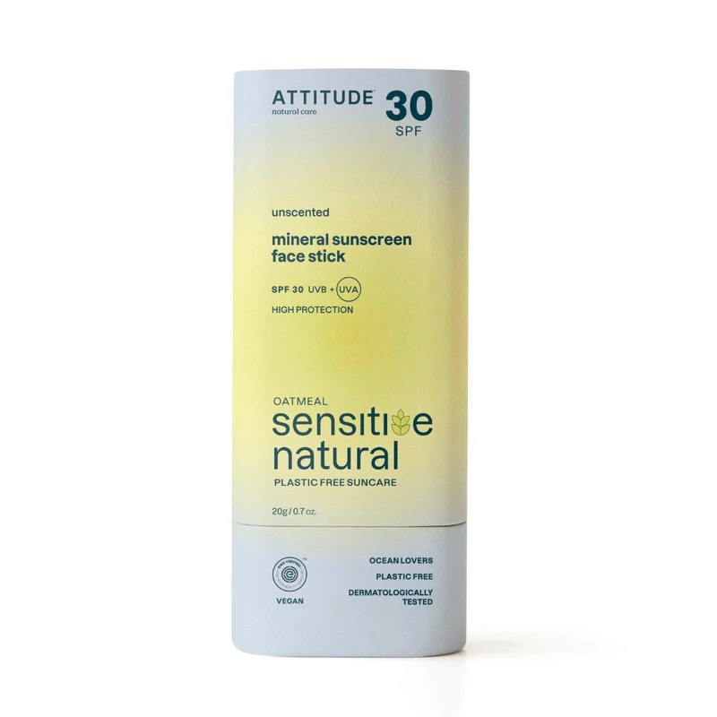 100% minerální tyčinka na obličej a rty ATTITUDE Sunly (SPF 30) citlivá a atopická 20 g