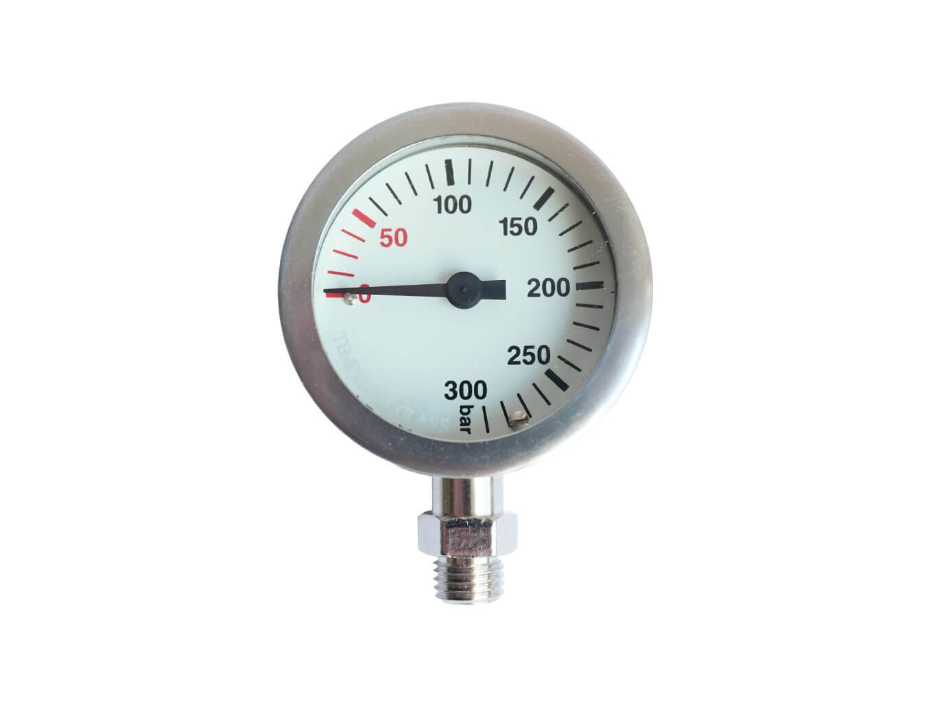 Manometr potápěčský JTLine 0-300 bar, 52 mm, nerez, zadní pojistka
